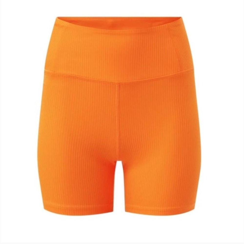 Girlfriend Collective Rib Run Shorts Women's‎ Size Medium Orange Heat Yoga Gym